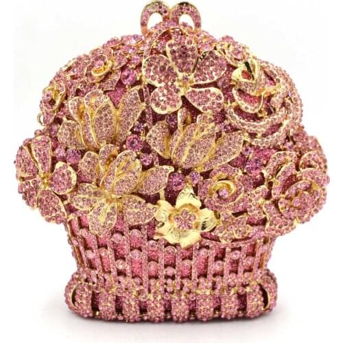 Lady Hollow Out Crystal Women Clutches Bags Evening Bag For Wedding Party Cocktail Metal Minaudiere Diamond Handbag Clutch Purse