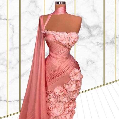 Flower Formal Gowns Women Evening Party Dresses Celebrity Gala Prom Clothing 2021 Haute Couture New Pageant Outfit CXF268