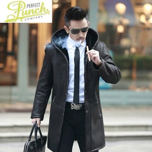 Winter Sheep Men Shearing Real Fur Coat Sheepskin Mens Leather Jacket Jaqueta De Couro P1278-1 YY958