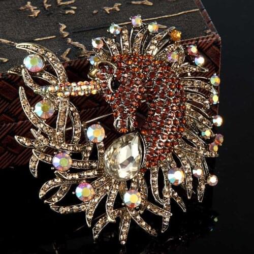 12pcs/lot Wholesale Men Brooch Jewelry Rhinestone Seahorse animal Pin Brooch Women Hijab Pins And Broches can Mixed color 1 lot