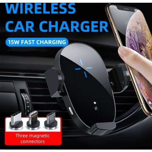 15W Car Wireless Charging Holder Magnetic Intelligent Induction Car Mobile Phone Stand Mount for iPhone Huawei Samsung