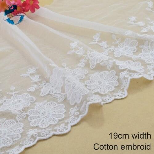 5yards 19cm wide Cotton embroid lace edge sewing ribbon guipure trim wedding lace DIY Garment Accessories french doll lace#3935