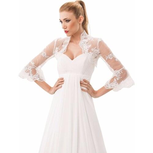 2017 Wedding Jacket Appliqued Long Sleeve Bolero women Cheap For Bridal Wrap Mariage Free Shipping