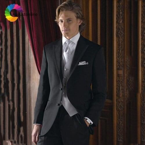 2019 Slim Fit Black Men Suits For Wedding Bridegroom Groom Wear Classic Costume Prom Formal Tuxedo Best Man Blazer Traje Hombre