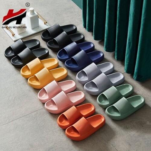 2021 Home Slippers Platform Shoes Couples Solid Color Indoor Bathroom Slippers Quiet Non-Slip Comfortable Sole Plus Size 45