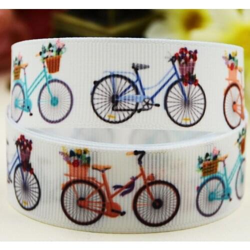 22mm 25mm 38mm 75mm Bicycle Cartoon pattern printed Grosgrain Ribbon party decoration 10 Yards X-04232