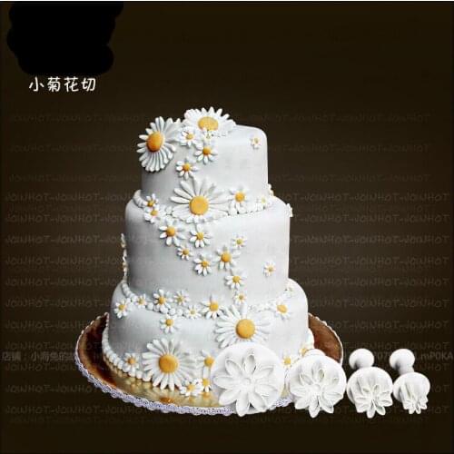 Kitchen Bakeware Cookie Tools 3D Cookies White plastic Sugar Daisy Cake Baking Mode Moulds sets 4pc/lot
