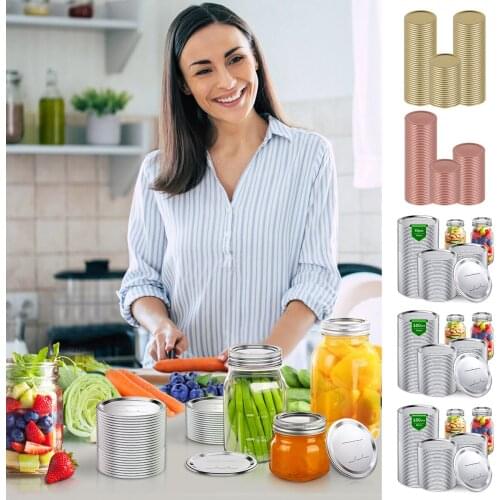 50Pcs/100Pcs Regular Mouth Canning Lids Reusable Kerr Jars Airtight Canning Lids for Sweets, Biscuits, Jams, Drinks, Tea, Coffee