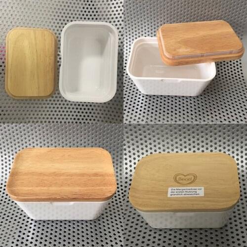 500ml Butter Box Dish With Lid Holder Storage Container Wood Melamine Serving Box Hotel Kitchen Tools Dinnerware Tableware