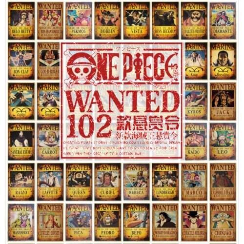 51*36cm Home Decor Wall Stickers Vintage Paper New One Piece Wanted Posters Anime Luffy Posters Wall Art