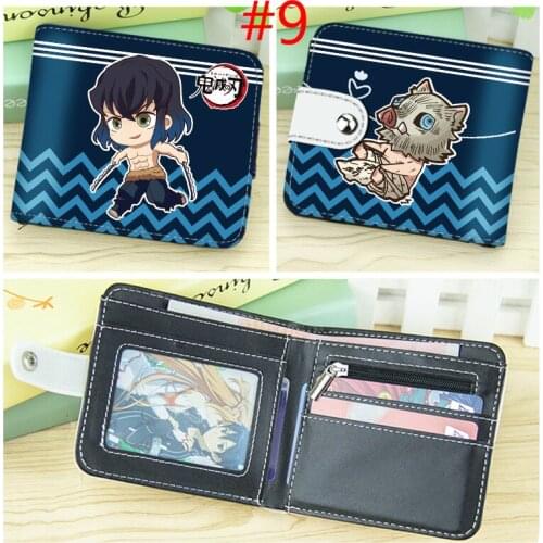 Anime Demon Slayer Kamado Tanjirou Hashibira Inosuke Short Button Wallet Folding Zipper Purse Coin Bag