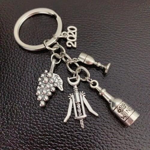 European and American cocktail grape wine bottle opener wine glass grape wine keychain bar keychain 2021 new