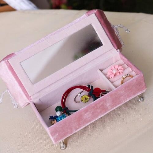 Jewelry Storage Case Sofa Design Holder Showcase Box Organizer w/Mirror