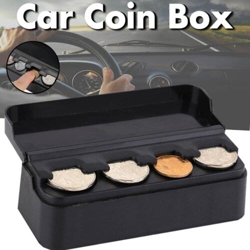 Car Interior Coin Storage Holder Box Black Plastic Case Storage Container Coin Holder Case Container Dispenser Accessories