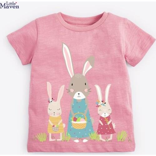 Children 2021 Summer New Baby Girls Clothes bunny print Tee Tops Brand Short Sleeve Casual Cotton T Shirt