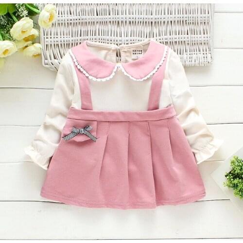Toddler Kids Baby Girls Children Clothes Spring Autumn Peter Pan Collar Princess Dresses Girls Outfits Party Clothing 0-2Y