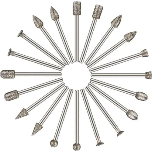 40 PCS Diamond Burr Set Rotary Grinding Burrs Drill Bits Set with 1/8 Inch Shank Diamond-Coated Stone Carving Bit