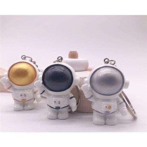Julie Wang 2PCS Resin Astronaut Keychain Cartoon Spaceman Key Chain Keyring For Men Women Anime Car Bag Accessory