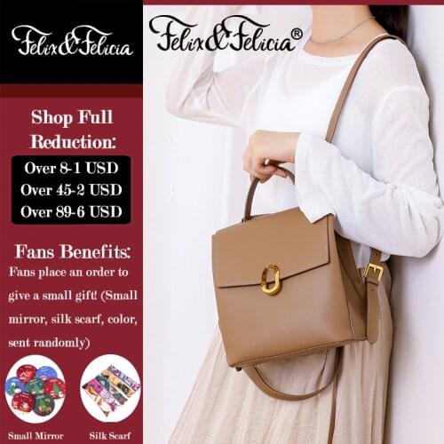 FELIX & FELICIA New Fashion Backpacks Shoulder Bags For Women Casual Ladies Genuine Leather Handbag Retro Designer Tote Backpack