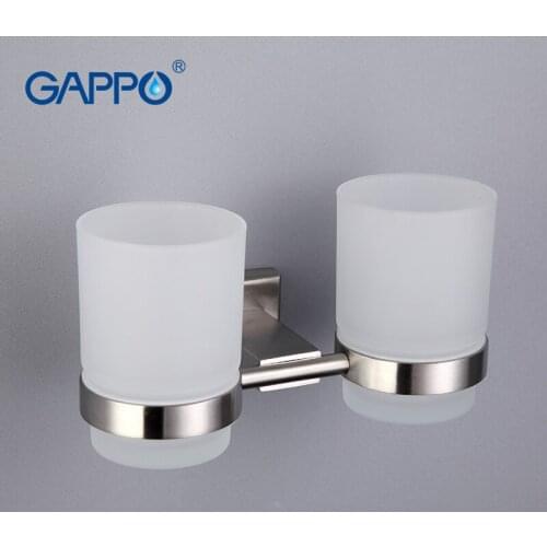 GAPPO Cup Tumbler Holders bathroom cup holder glass toothbrush holder Wall mounted Double Tooth cup holder