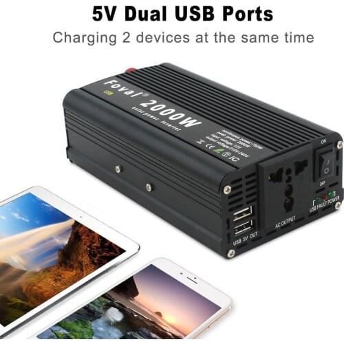 Inverter12v 220v 2000W Solar Inverter Car Inverter Full Power 2USB Power Inverter Solar Inverter Inversor Solar Convertidor 12v