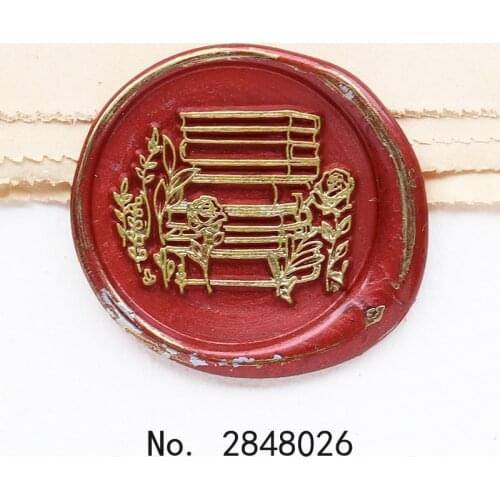 Book pile with flowers wax seal stamp,Party Wax Seal Stamp Kit invitation seals,gift envelop packing seal,Seal Stamp