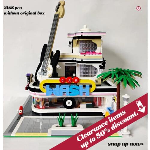 City Streetview Series Hotel Ice Cream Shop Store Flower Corner Mall CAFE Library Building Blocks Bricks Toys For Kids Gifts