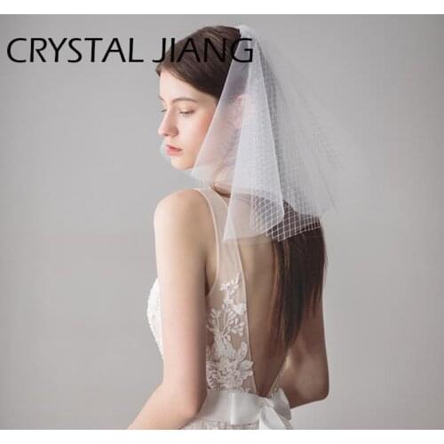 Short Multi-Layer Bridal Veils Ivory Blusher Veil