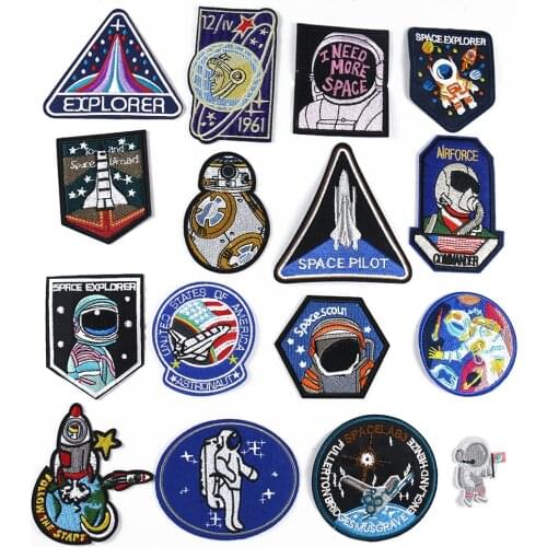 Space Marine Rocket Patches Space Astronauts Patch Badges Patches Embroidery Applique Iron on Transfers for Clothing Stickers