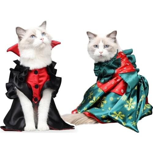 Halloween Pet Costumes Cute Cosplay Christmas Tree /Vampire Dress Kitten Puppy Festival Funny Skirt
