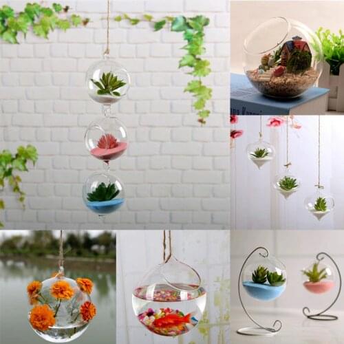 Creative Hanging Decoration Home Garden Hanging Glass Ball Vase Flower Plant Pot Terrarium Container Party Wedding Decor