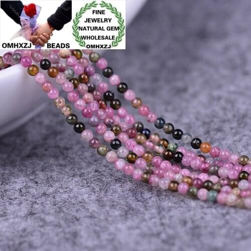 OMHXZJ Wholesale ZB346 1.8 2 3mm DIY Bracelet Necklace Jewelry Accessories Components Natural Stone Fine Tourmaline Round Beads