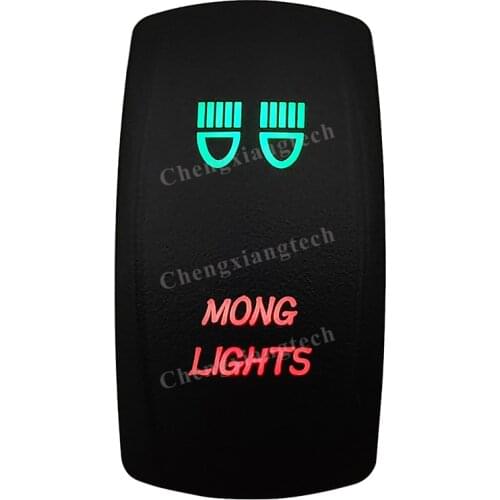 Laser -MONG LIGHTS-Car Boat Green & Red Led On Off Rocker Switch Waterproof, Overload Protection, SPST, Truck Marine Caravan