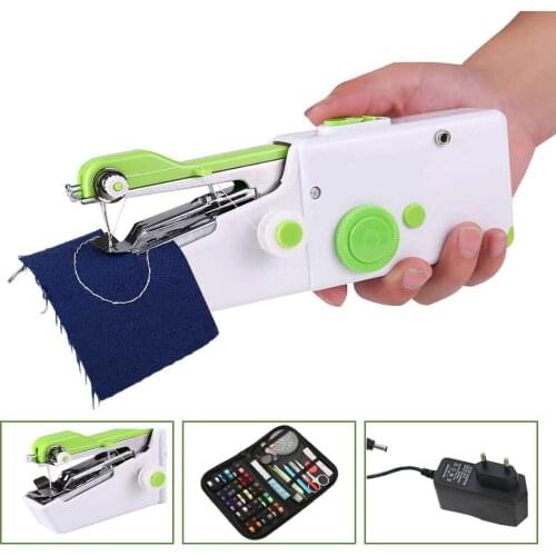 INNE Sewing Machine Hand Portable Mini Electric Straight Stitch Household Needlework Set For Quick Repairs DIY Clothes Tool