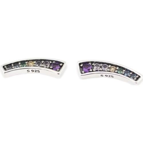 Multi-Color CZ Arches Stud Earring 925 Sterling Silver Earrings For Women Wedding Party Fine Jewelry Bijoux