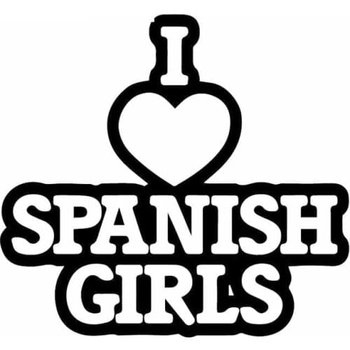 Car Sticker I Love Spanish Girl Funny PVC Car Decoration Sticker Accessories Creative Waterproof Black/White,15cm*13cm