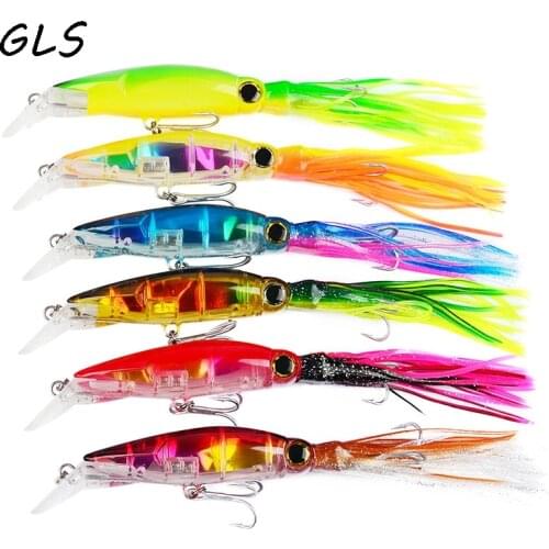 2020 new LED Fishing Lure Flash Light 14cm Minnow Luminous Squid Lure High Imitation Octopus Fishing Lure Bait pescaria