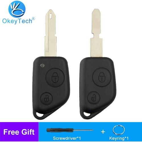 OkeyTech 2 Buttons Replacement Auto Remote Car Key Shell Case Cover For Peugeot 106 205 206 306 307 405 406 Uncut Blank Blade