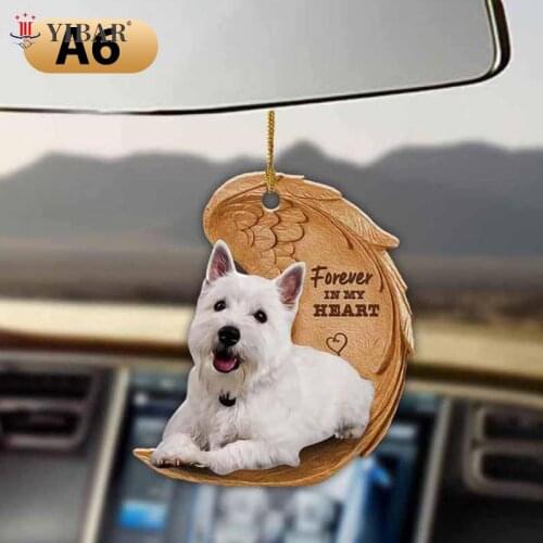Angel Wing Animal Car Hanging Pendant Ornament Dog Figure Car Interior Decor Animal Acrylic Pendant Kids Toy Gift