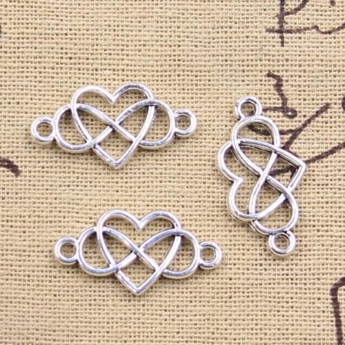 30pcs Charms Heart Infinity Link15x24mm Antique Bronze Silver Color Pendants DIY Crafts Making Findings Handmade Tibetan Jewelry