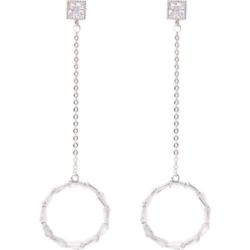 POTCET Korea 2021 Fashion Trend Womens Long Geometric Ring Earrings Retro Simple Earrings Geometric Trend Jewelry Free Shipping