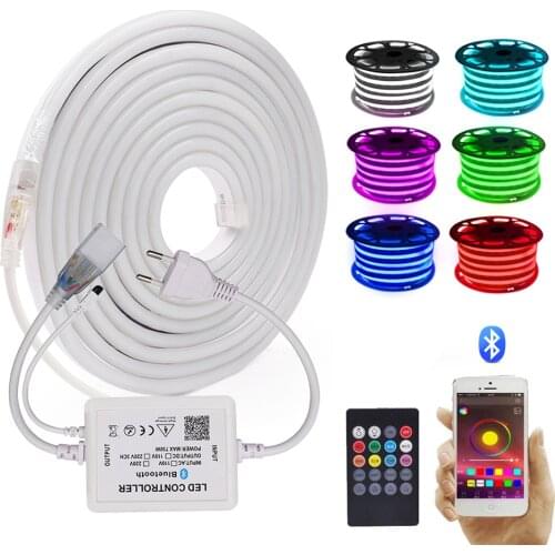 RGB Neon Light Strip Bluetooth APP Control Flexible Led Strip Neon Sign 5050 SMD Waterproof Music Neon Rope Lights EU/US/UK/AU