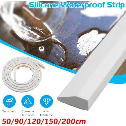 Bathroom Water Stopper Silicone Water retaining strip Waterproof Kitchen Bathroom Sink Basin StoveWater Retaining Strip