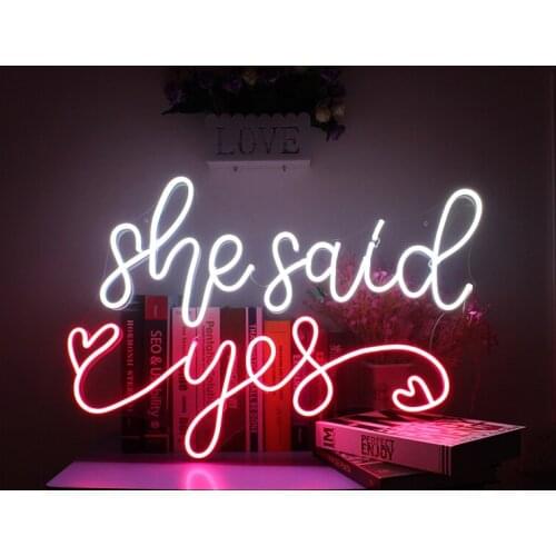 She Said Yes Custom Name Neon Light Sign Led Flex Acrylic Ins Wall Lighting for Sign Decor Bar Wedding Bar Decoration