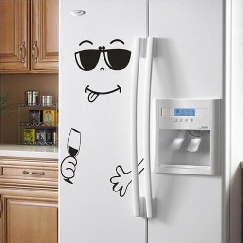 Funny Removable Cute PVC Cartoon Smiley Wall Sticker Kitchen Refrigerator Art Sticker DIY in Your Idea Car Tiles Glass Furniture