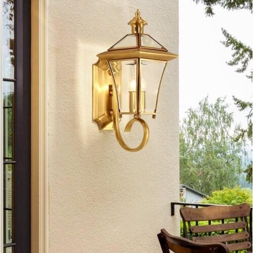 Glass LED Wall Lamp Sconces Copper Bathroom Mirror Light Fixtures Bedroom Lights Balcony Patio Lampara Pared Outdoor Liighting