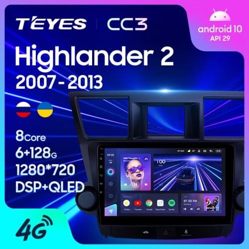 TEYES CC3 For Toyota Highlander 2 XU40 2007 - 2013 Car Radio Multimedia Video Player Navigation stereo GPS Android 10 No 2din 2 din dvd