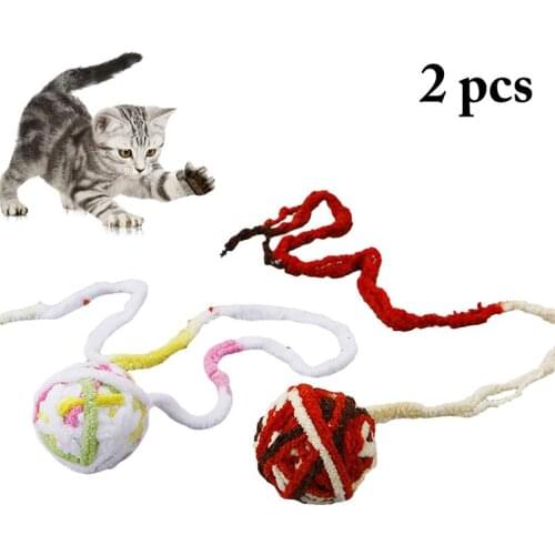 2PCS Cat Rope Toy Funny Assorted Interactive Creative Cat Colorful Ball Toy Pet Play Toy Cat Training Toys Pet Toy Accessories