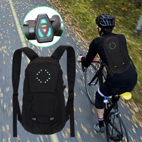 15L Waterproof Bicycle Backpack LED Turn Signal Light Reflective Cycling Bag Outdoor Safe Night Riding Climbing Hiking Backpack