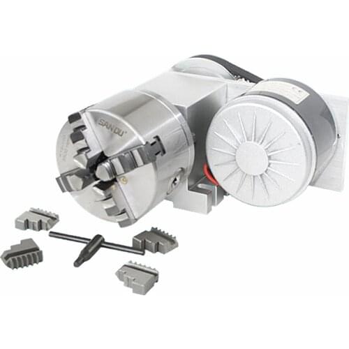 Adjustable-Speed Rotary A 4th axis dividing head 100 Chuck with power supply speed controller for CNC Router milling machine